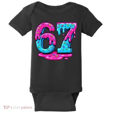 Funny 67 Six Seven Meme Ice Cream Drip 6-7 Baby Bodysuit