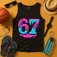 Funny 67 Six Seven Meme Ice Cream Drip 6-7 Tank Top thumb 4
