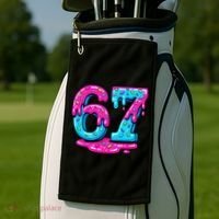 Funny 67 Six Seven Meme Ice Cream Drip 6-7 Golf Towel thumb 2