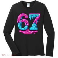 Funny 67 Six Seven Meme Ice Cream Drip 6-7 Women's Long Sleeve Shirt thumb 0