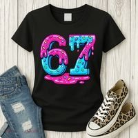 Funny 67 Six Seven Meme Ice Cream Drip 6-7 Women's T-Shirt thumb 3