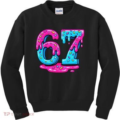 Funny 67 Six Seven Meme Ice Cream Drip 6-7 Kids Sweatshirt