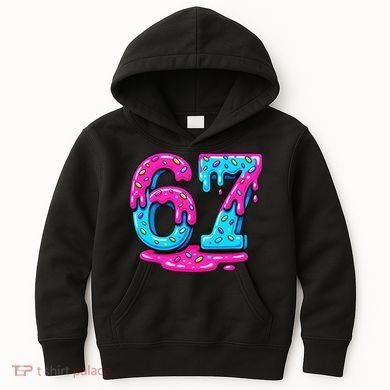 Funny 67 Six Seven Meme Ice Cream Drip 6-7 Kids Hoodie