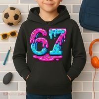 Funny 67 Six Seven Meme Ice Cream Drip 6-7 Kids Hoodie thumb 2