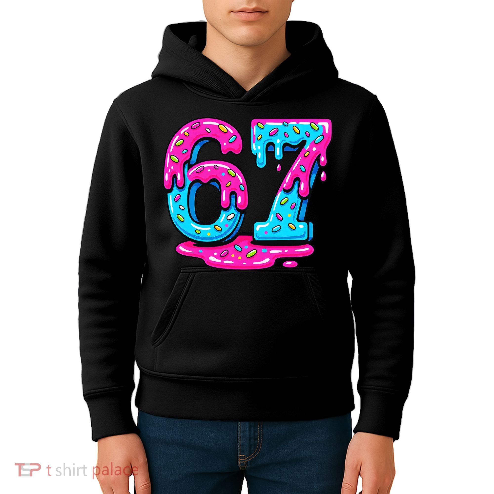 Funny 67 Six Seven Meme Ice Cream Drip 6-7 Kids Hoodie