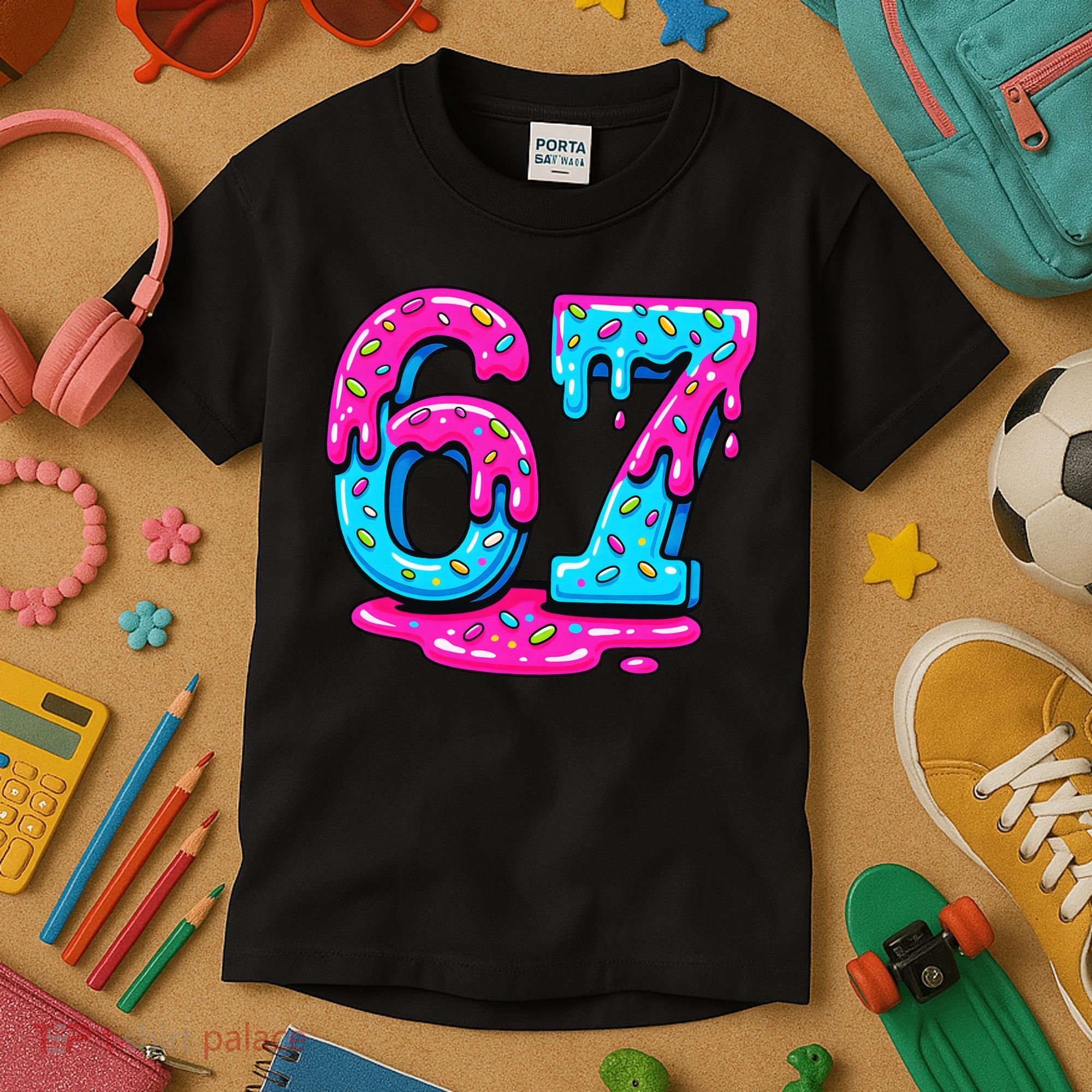 Funny 67 Six Seven Meme Ice Cream Drip 6-7 Kids T-Shirt