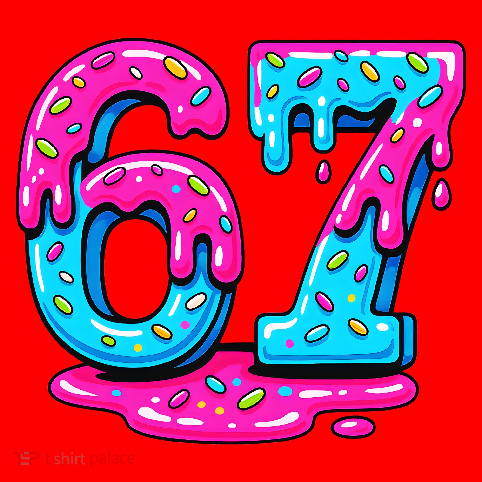 Funny 67 Six Seven Meme Ice Cream Drip 6-7 Santa Hat