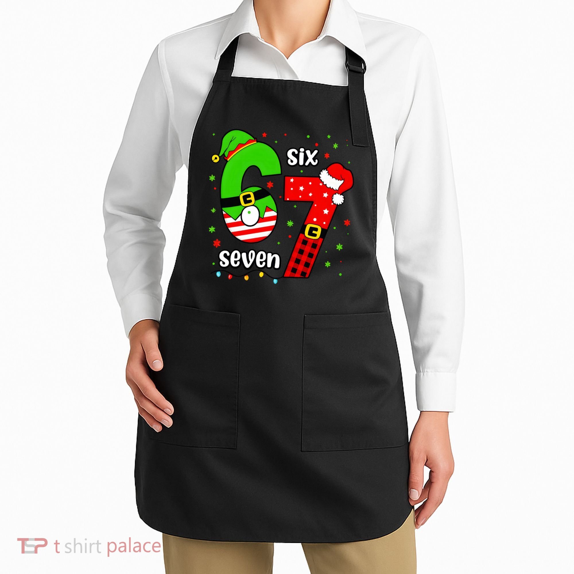 Funny 6-7 Six Seven Christmas Elf Santa Xmax 67 Apron