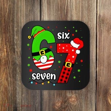 Funny 6-7 Six Seven Christmas Elf Santa Xmax 67 Coaster