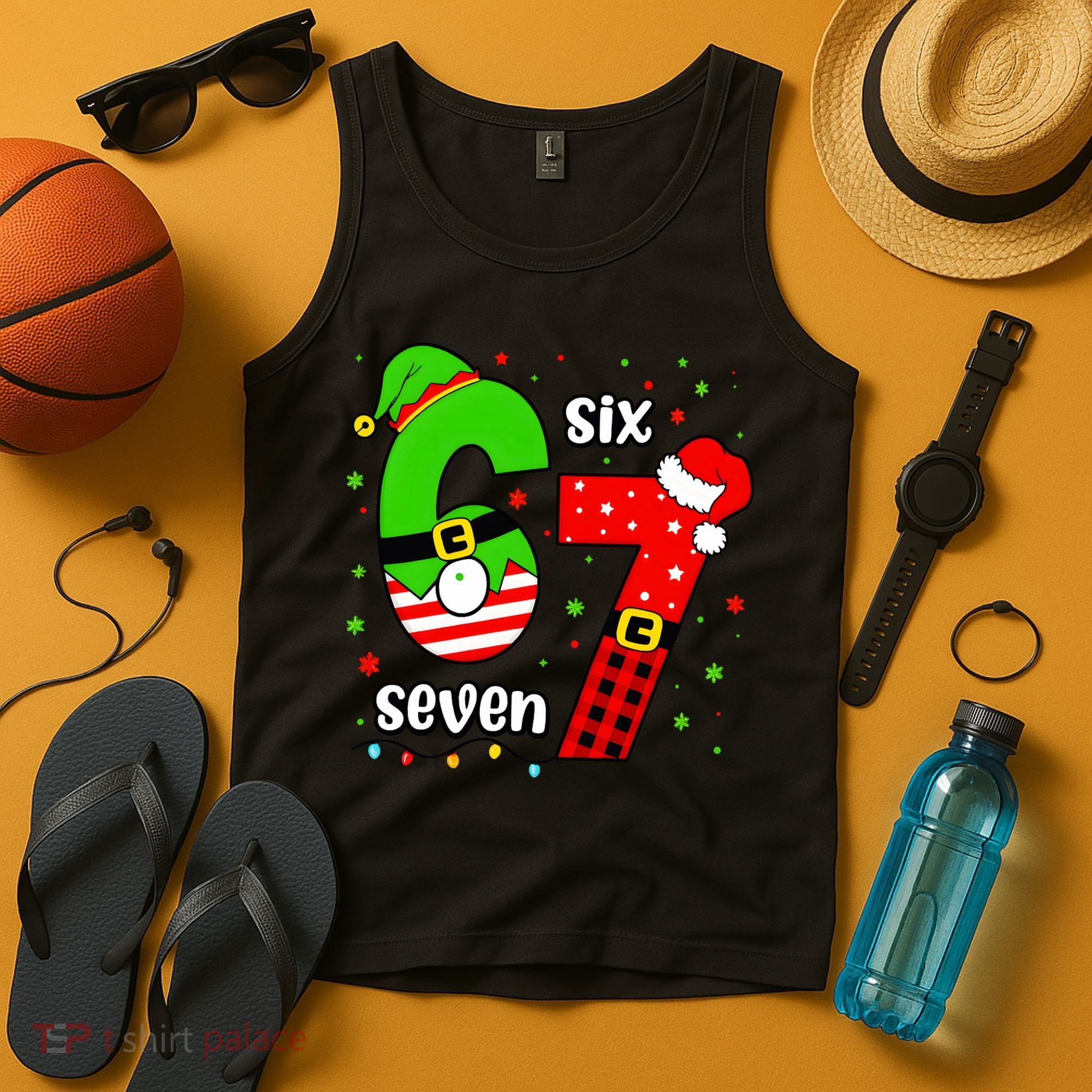 Funny 6-7 Six Seven Christmas Elf Santa Xmax 67 Tank Top