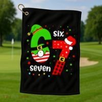 Funny 6-7 Six Seven Christmas Elf Santa Xmax 67 Golf Towel thumb 1