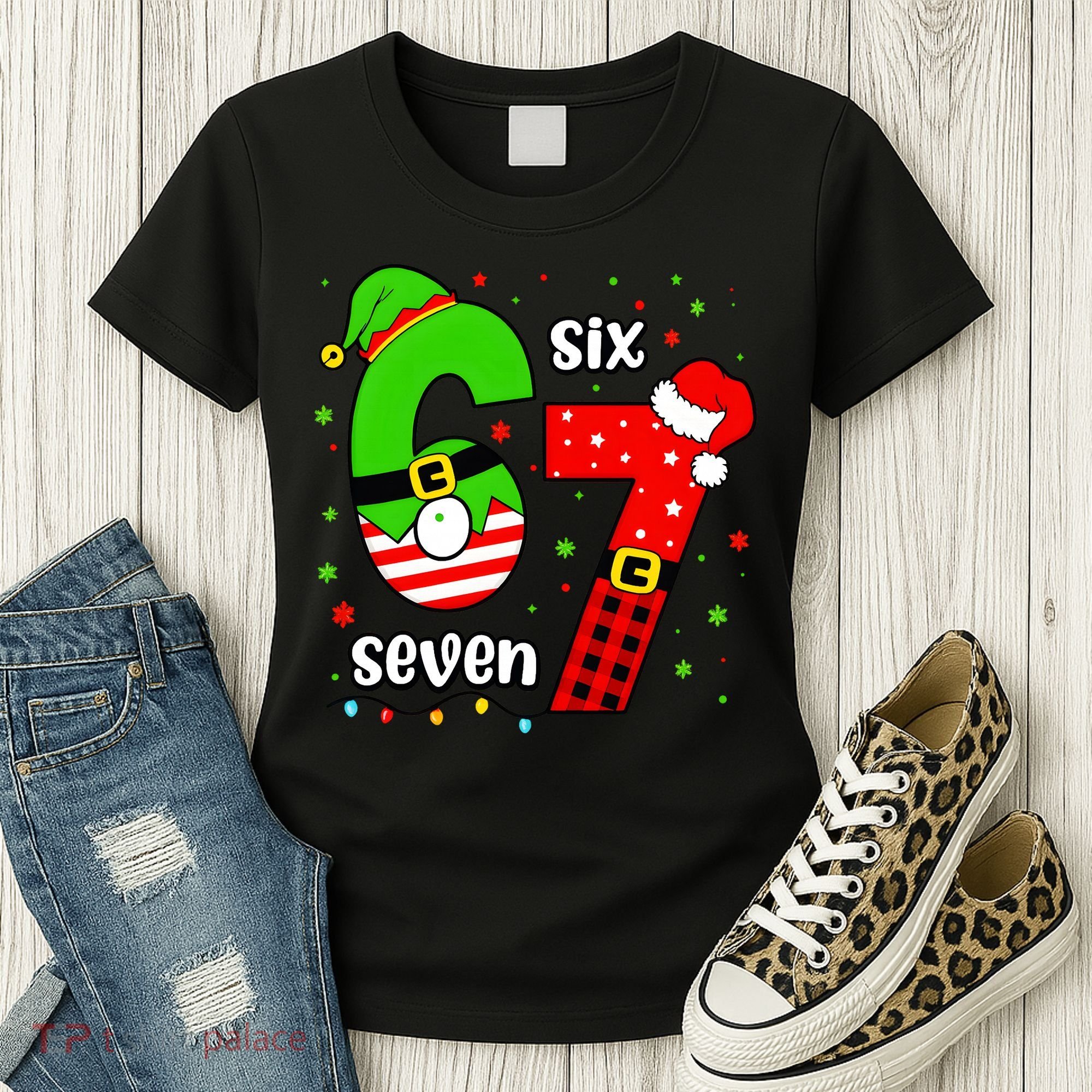 Funny 6-7 Six Seven Christmas Elf Santa Xmax 67 Women's T-Shirt