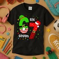 Funny 6-7 Six Seven Christmas Elf Santa Xmax 67 Kids T-Shirt thumb 3
