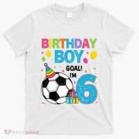 Funny 6 Years Old Boy 6th Birthday Boy Football Age 6 Bday T-Shirt thumb 0
