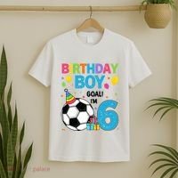 Funny 6 Years Old Boy 6th Birthday Boy Football Age 6 Bday T-Shirt thumb 2