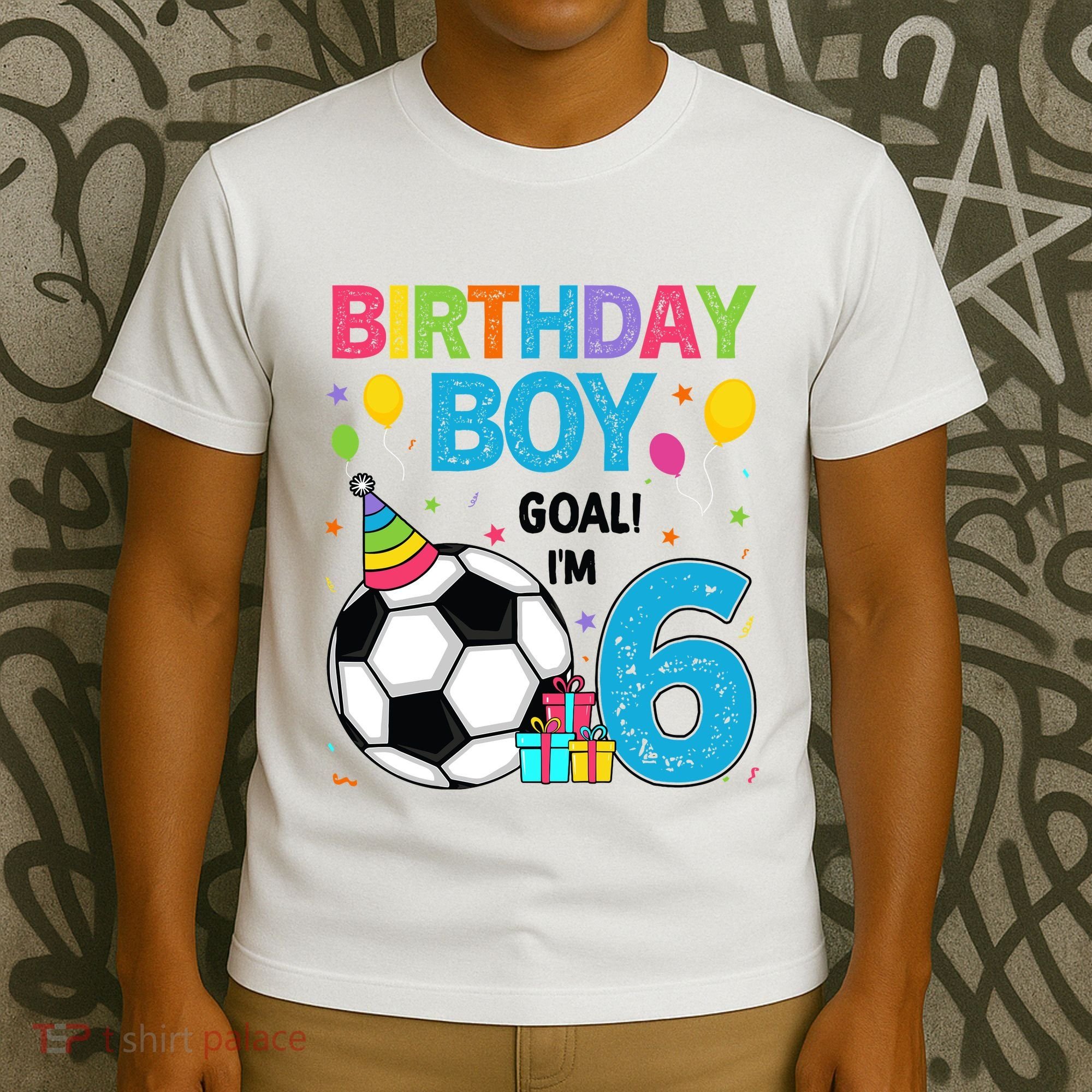 Funny 6 Years Old Boy 6th Birthday Boy Football Age 6 Bday T-Shirt