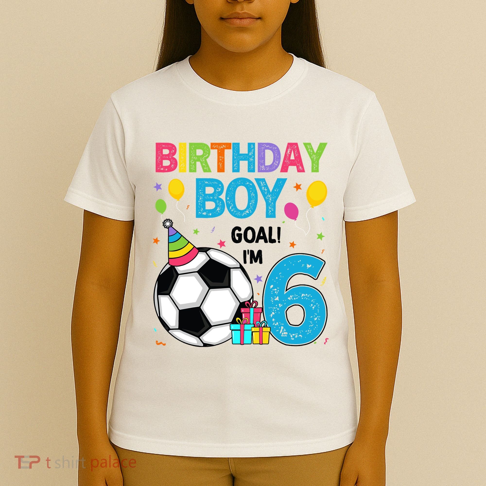 Funny 6 Years Old Boy 6th Birthday Boy Football Age 6 Bday T-Shirt