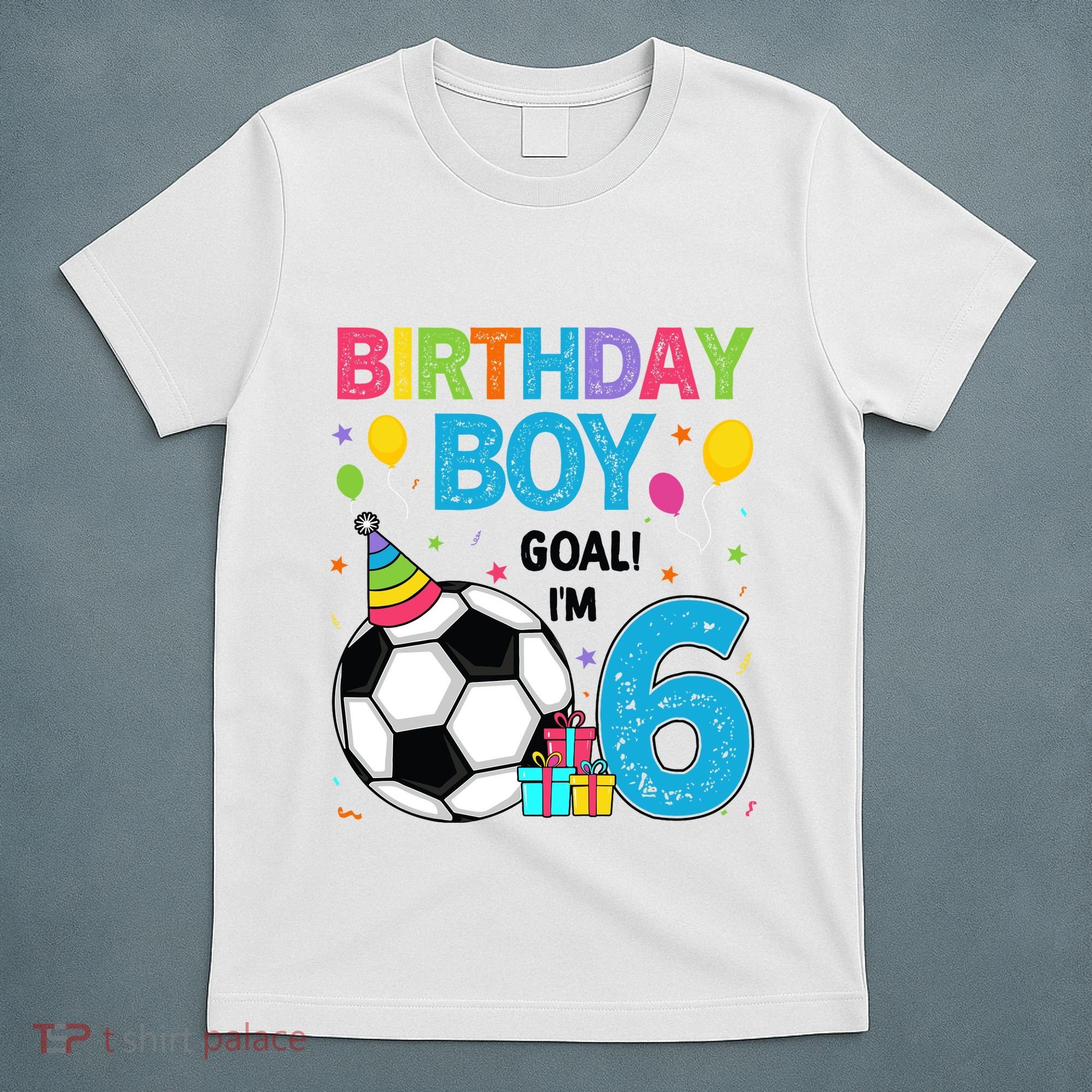 Funny 6 Years Old Boy 6th Birthday Boy Football Age 6 Bday T-Shirt