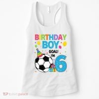 Funny 6 Years Old Boy 6th Birthday Boy Football Age 6 Bday Women's Tank Top thumb 0