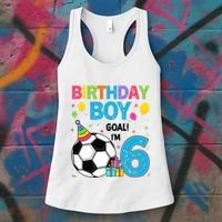 Funny 6 Years Old Boy 6th Birthday Boy Football Age 6 Bday Women's Tank Top thumb 3