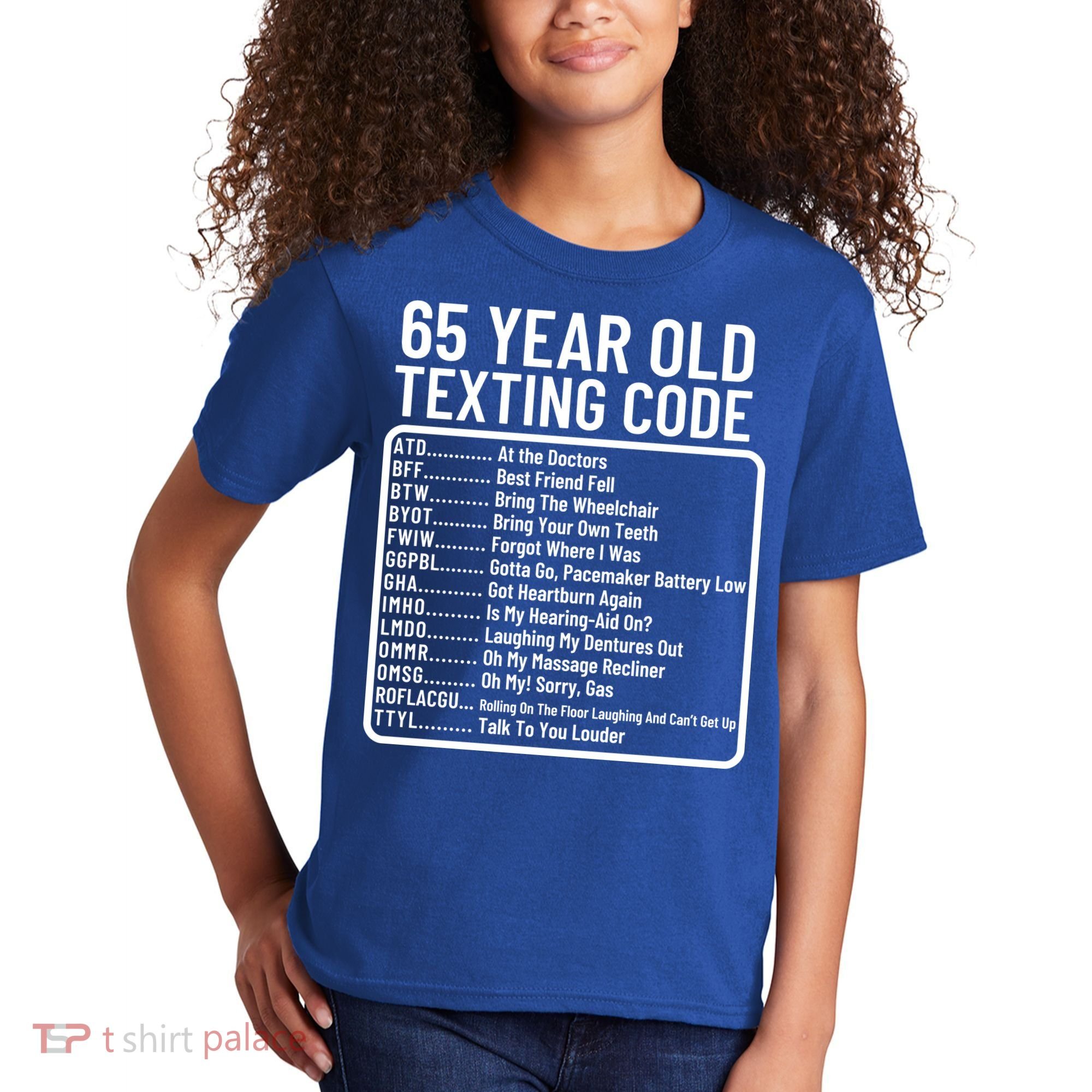 Funny 65 Year Old Texting Code Birthday Kids T-Shirt