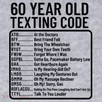 Funny 60 Year Old Texting Code Birthday Women's Racerback Cropped Tank thumb 2