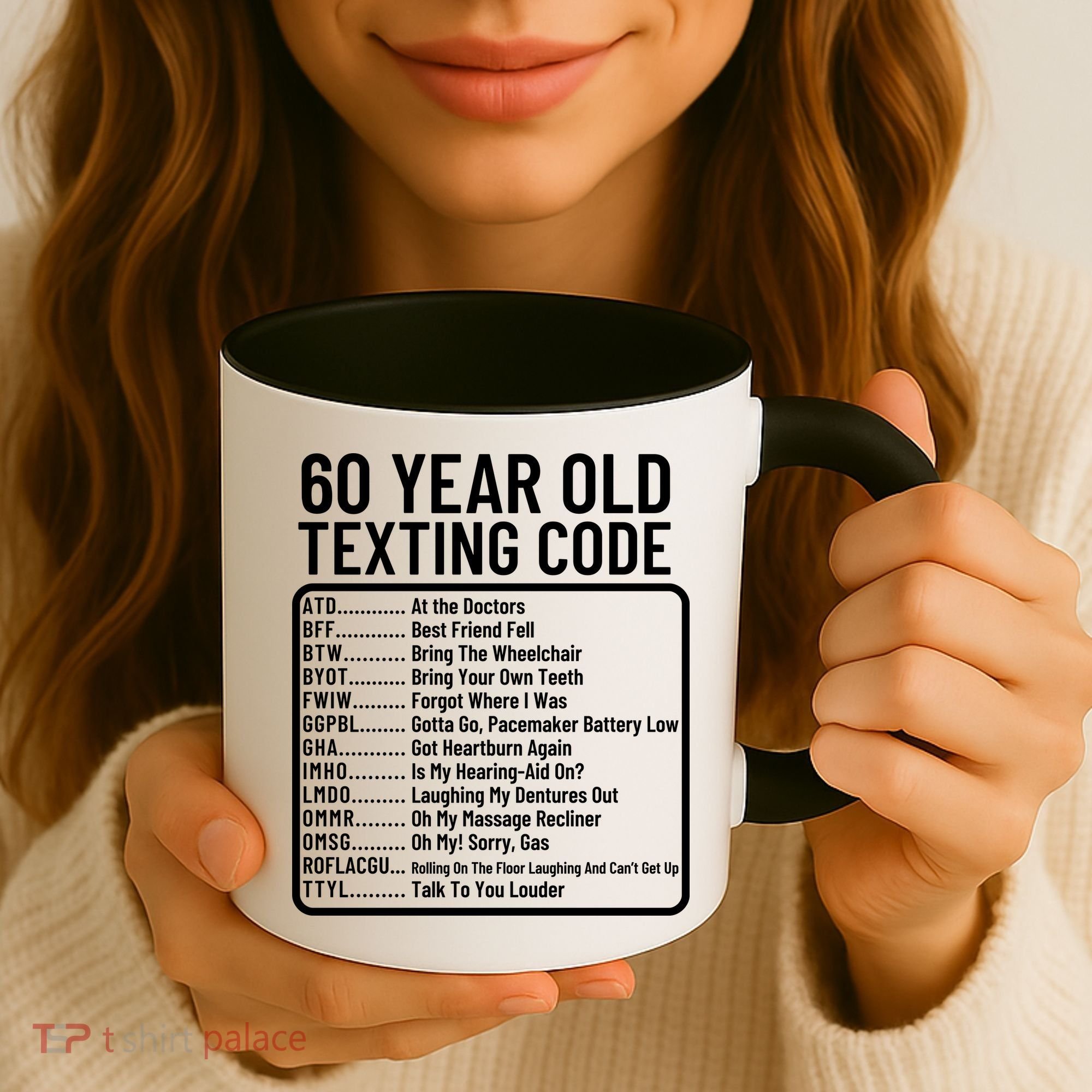 Funny 60 Year Old Texting Code Birthday Coffee Mug