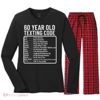 Funny 60 Year Old Texting Code Birthday Women's Long Sleeve Flannel Pajama Set  thumb 0