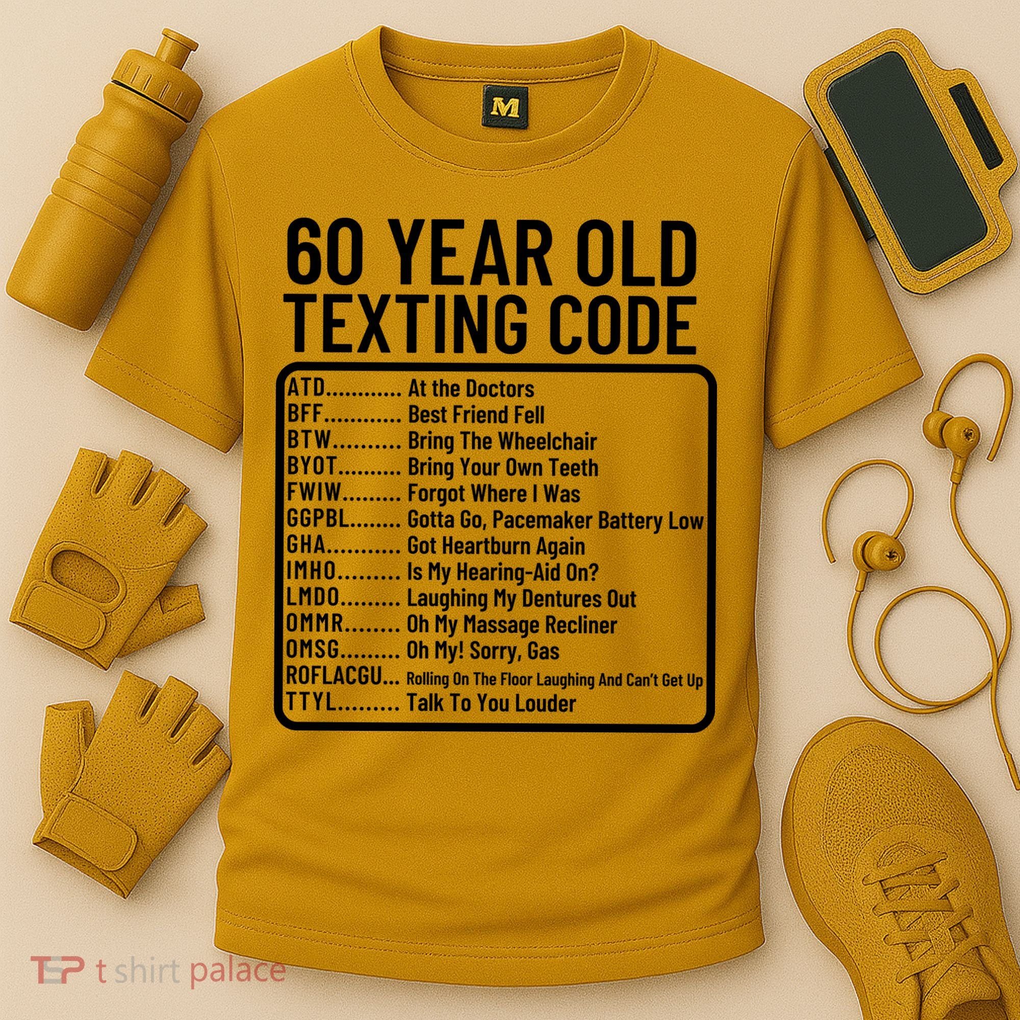 Funny 60 Year Old Texting Code Birthday Cooling Performance Crew T-Shirt