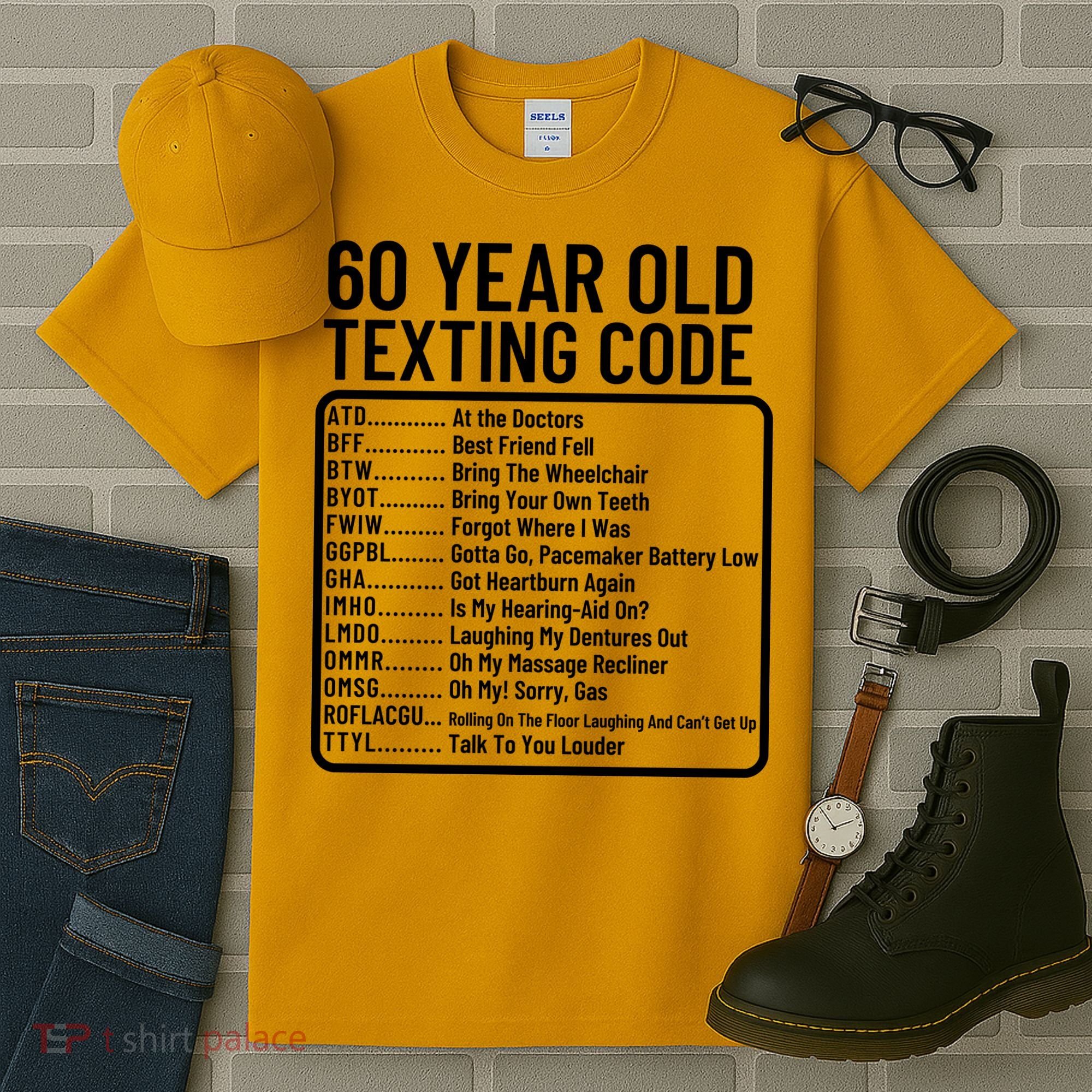 Funny 60 Year Old Texting Code Birthday Tall T-Shirt