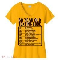 Funny 60 Year Old Texting Code Birthday Women's V-Neck T-Shirt thumb 0