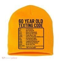 Funny 60 Year Old Texting Code Birthday Short Acrylic Beanie thumb 0