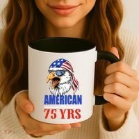 Funny 75th Birthday Gift Usa Eagle Patriotic Gift Cool Gift Coffee Mug thumb 3