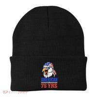 Funny 75th Birthday Gift Usa Eagle Patriotic Gift Cool Gift Beanie thumb 0