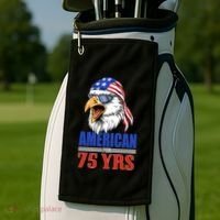 Funny 75th Birthday Gift Usa Eagle Patriotic Gift Cool Gift Golf Towel thumb 2