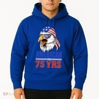 Funny 75th Birthday Gift Usa Eagle Patriotic Gift Cool Gift Hoodie thumb 2