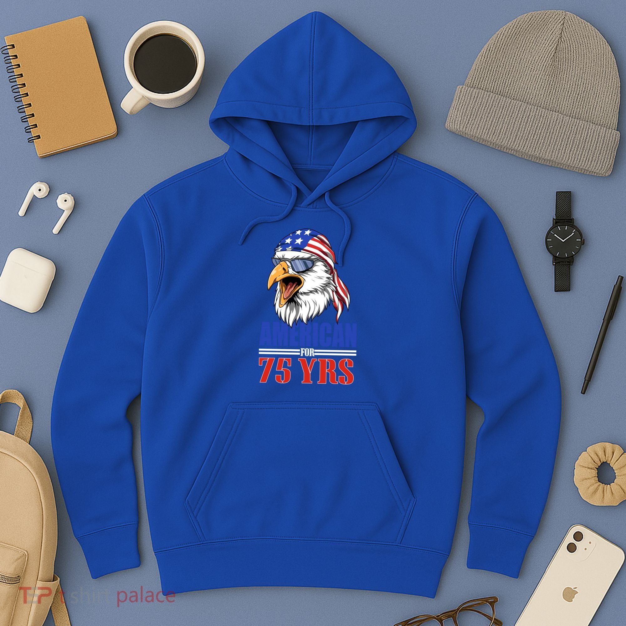 Funny 75th Birthday Gift Usa Eagle Patriotic Gift Cool Gift Hoodie