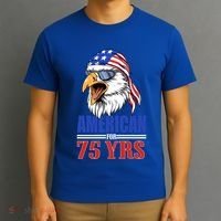 Funny 75th Birthday Gift Usa Eagle Patriotic Gift Cool Gift T-Shirt thumb 3