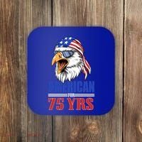 Funny 75th Birthday Gift Usa Eagle Patriotic Gift Cool Gift Coaster thumb 0
