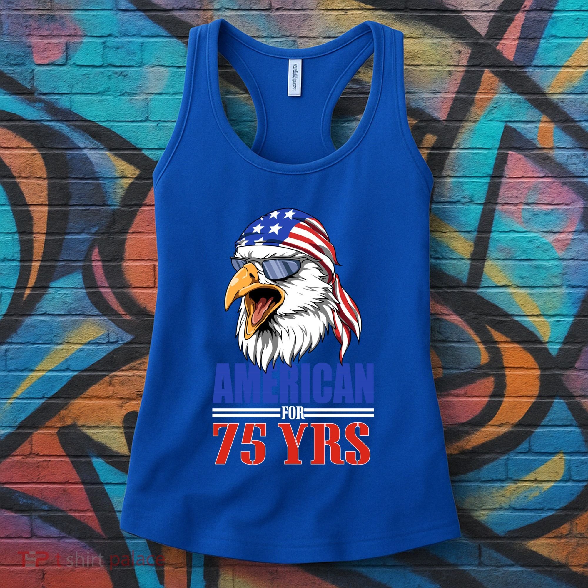 Funny 75th Birthday Gift Usa Eagle Patriotic Gift Cool Gift Women's Tank Top