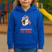 Funny 75th Birthday Gift Usa Eagle Patriotic Gift Cool Gift Kids Hoodie thumb 3