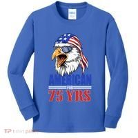 Funny 75th Birthday Gift Usa Eagle Patriotic Gift Cool Gift Kids Long Sleeve Shirt thumb 0