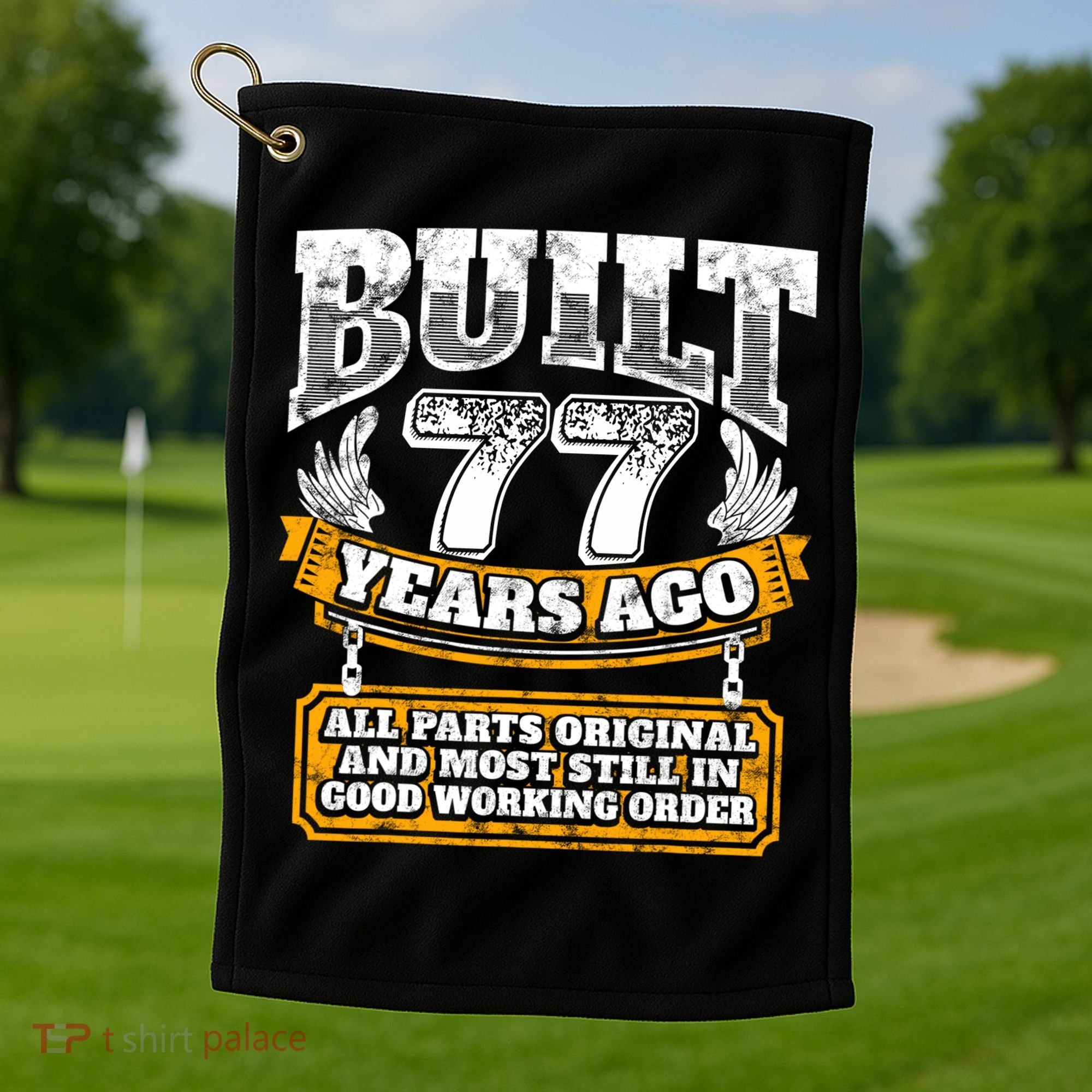 Funny 77th Birthday Gift BDay Gift Saying Age 77 Year Joke Golf Towel