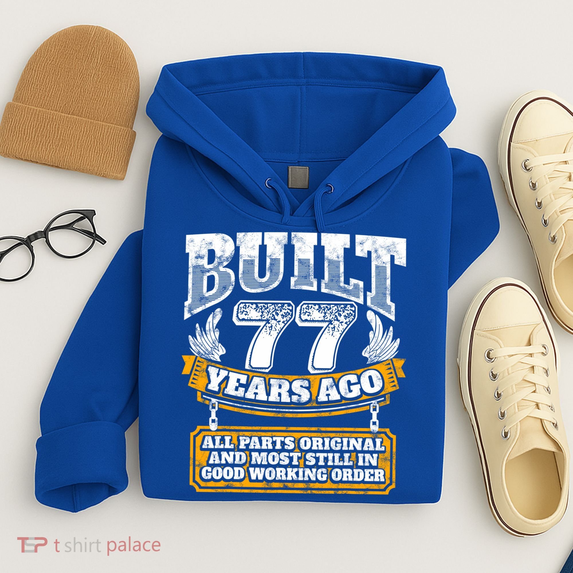 Funny 77th Birthday Gift BDay Gift Saying Age 77 Year Joke Hoodie