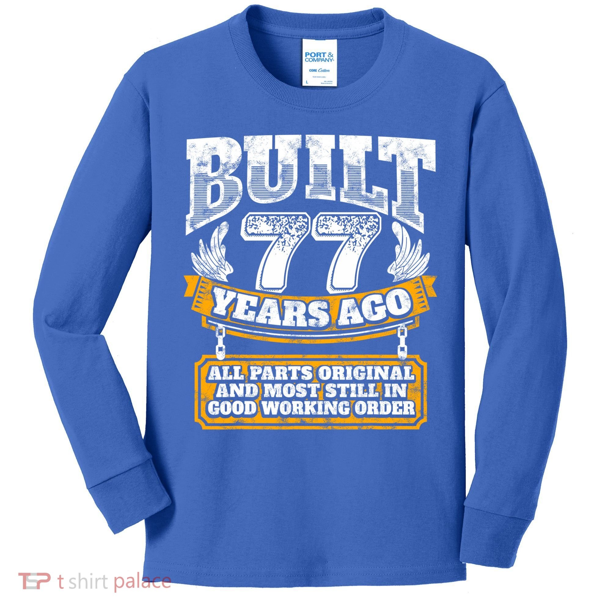 Funny 77th Birthday Gift BDay Gift Saying Age 77 Year Joke Kids Long Sleeve Shirt