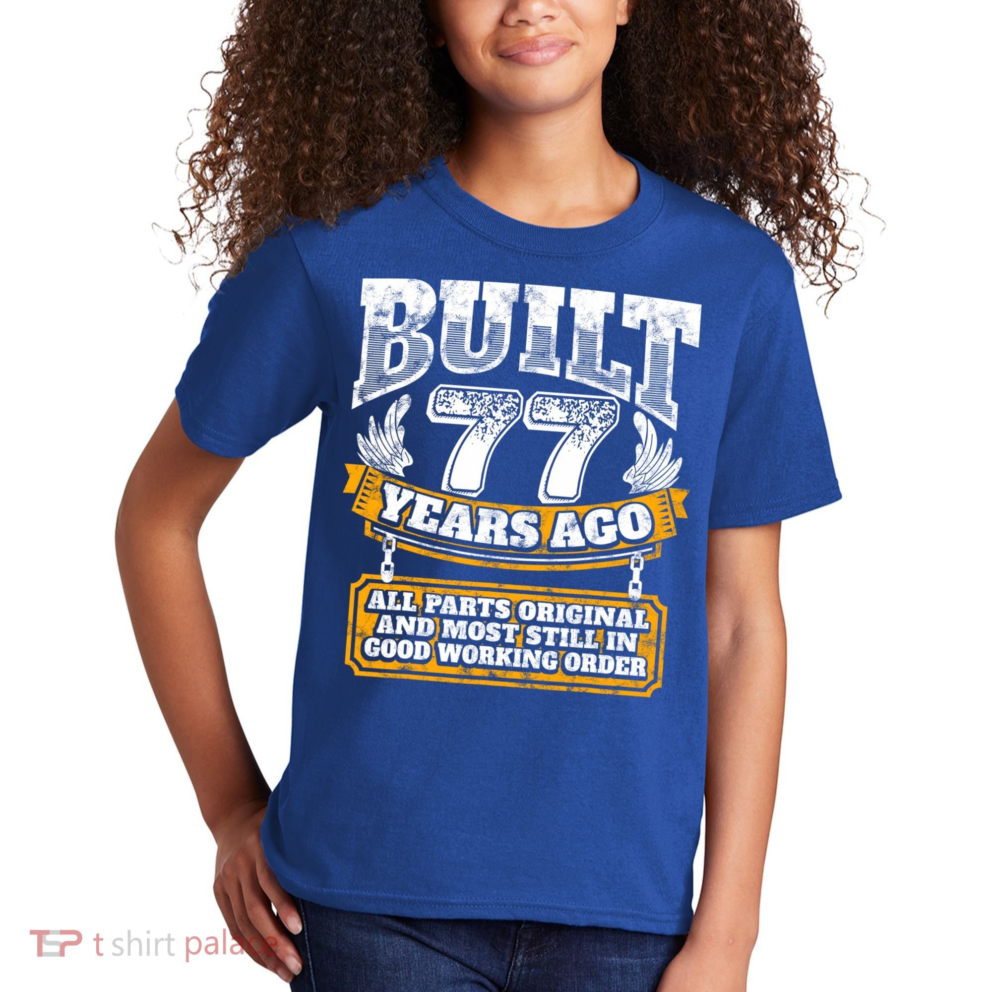 Funny 77th Birthday Gift BDay Gift Saying Age 77 Year Joke Kids T-Shirt