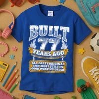 Funny 77th Birthday Gift BDay Gift Saying Age 77 Year Joke Kids T-Shirt thumb 3