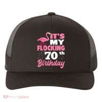 Flocking 70th Birthday Party Flamingo Yupoong Adult 5-Panel Trucker Hat thumb 0