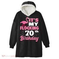 Flocking 70th Birthday Party Flamingo Hooded Wearable Blanket thumb 0