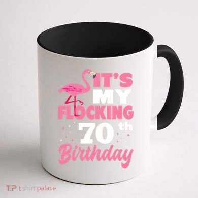 Flocking 70th Birthday Party Flamingo Coffee Mug back